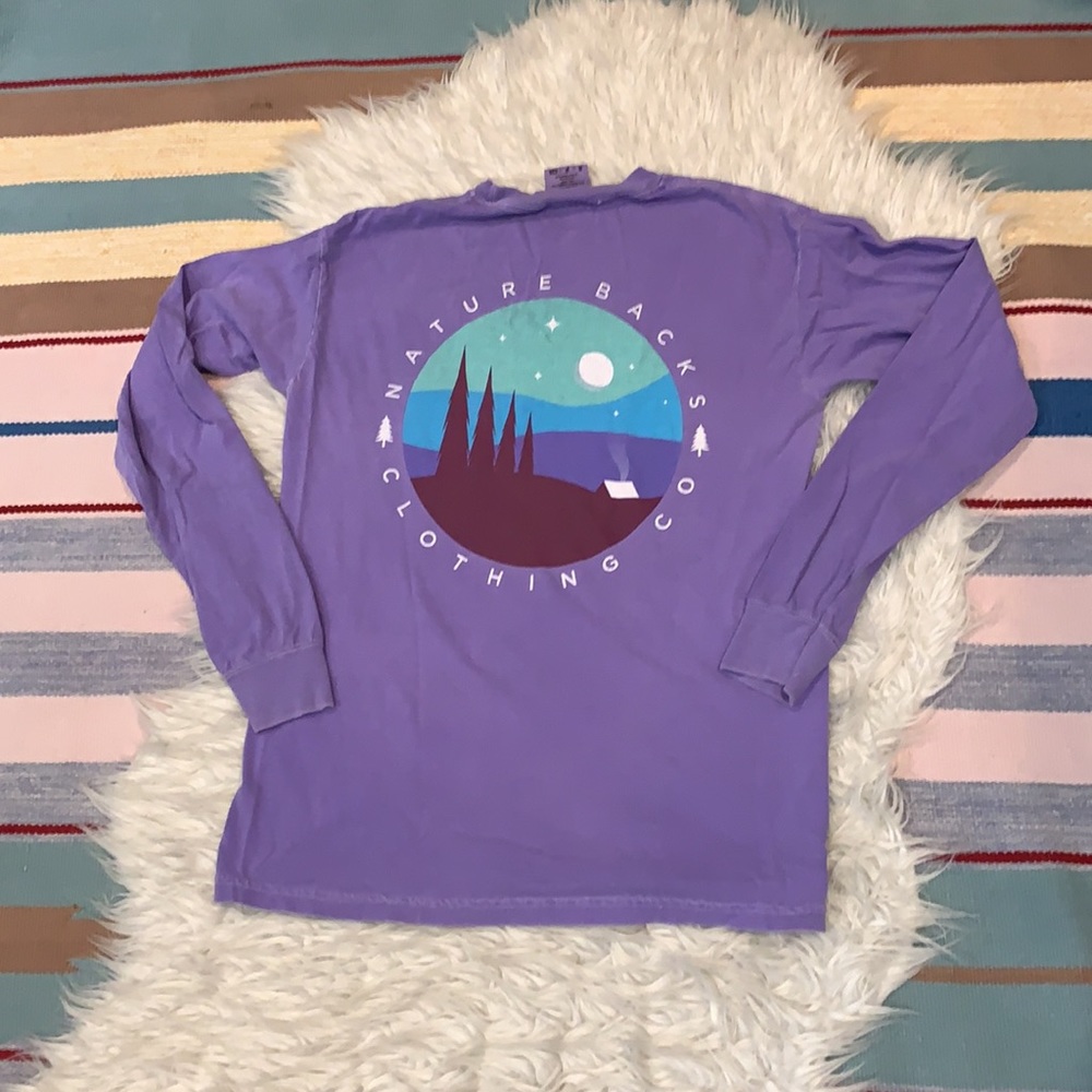Nature Backs lavender purple long sleeve graphic tee